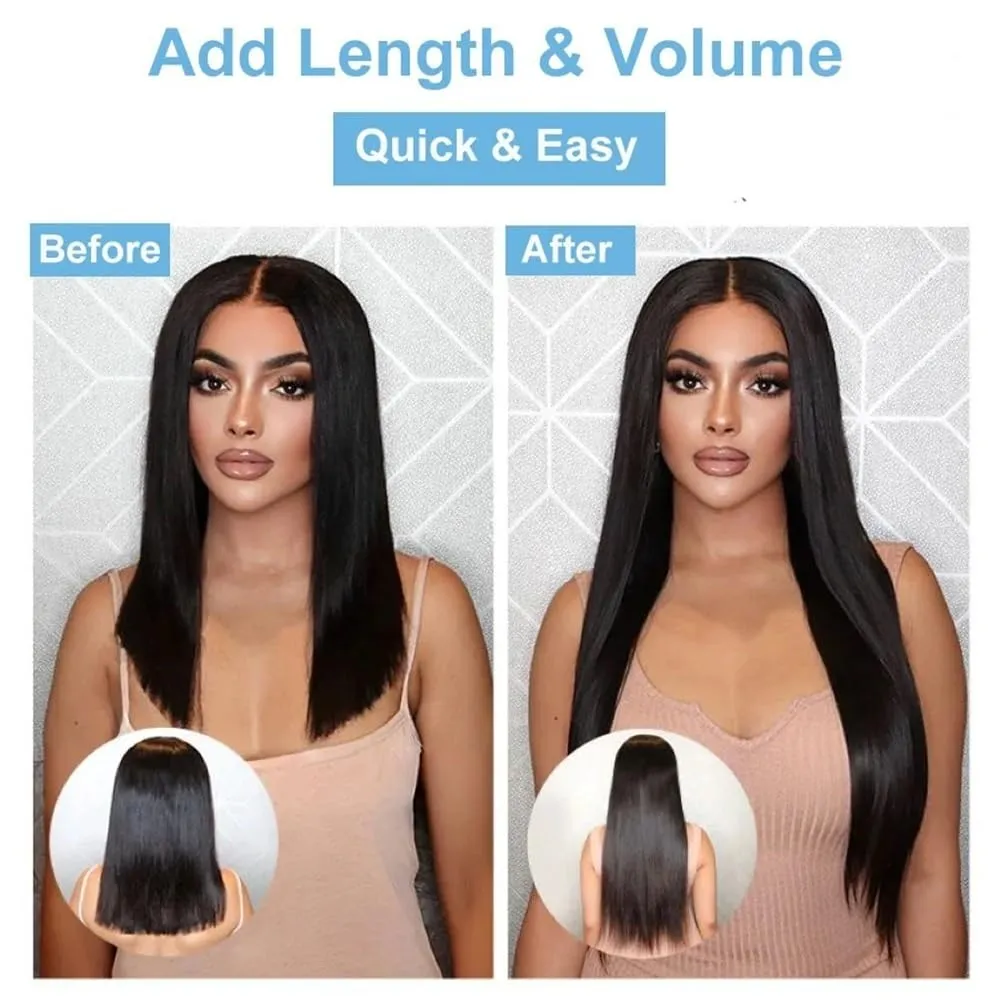 Hair Extensions Clip in Hair Extensions Brazilian Remy Human Hair Extensions for Women 8Pcs 120g Double Weft Silky Straight Clip in Hair Extensions Natural Color Hair Pieces(14 Inch)