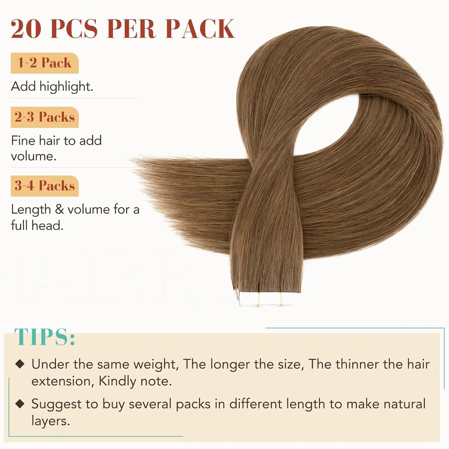 Hairro Tape In Human hair Extension Skin Weft Real Hair Extensions Glue In Remy Hairpieces Adhensive Rooted Tape In Strong Double Sided Tape On Hair Pieces For Women 14 inch 40g 20pcs #04 Medium Brown