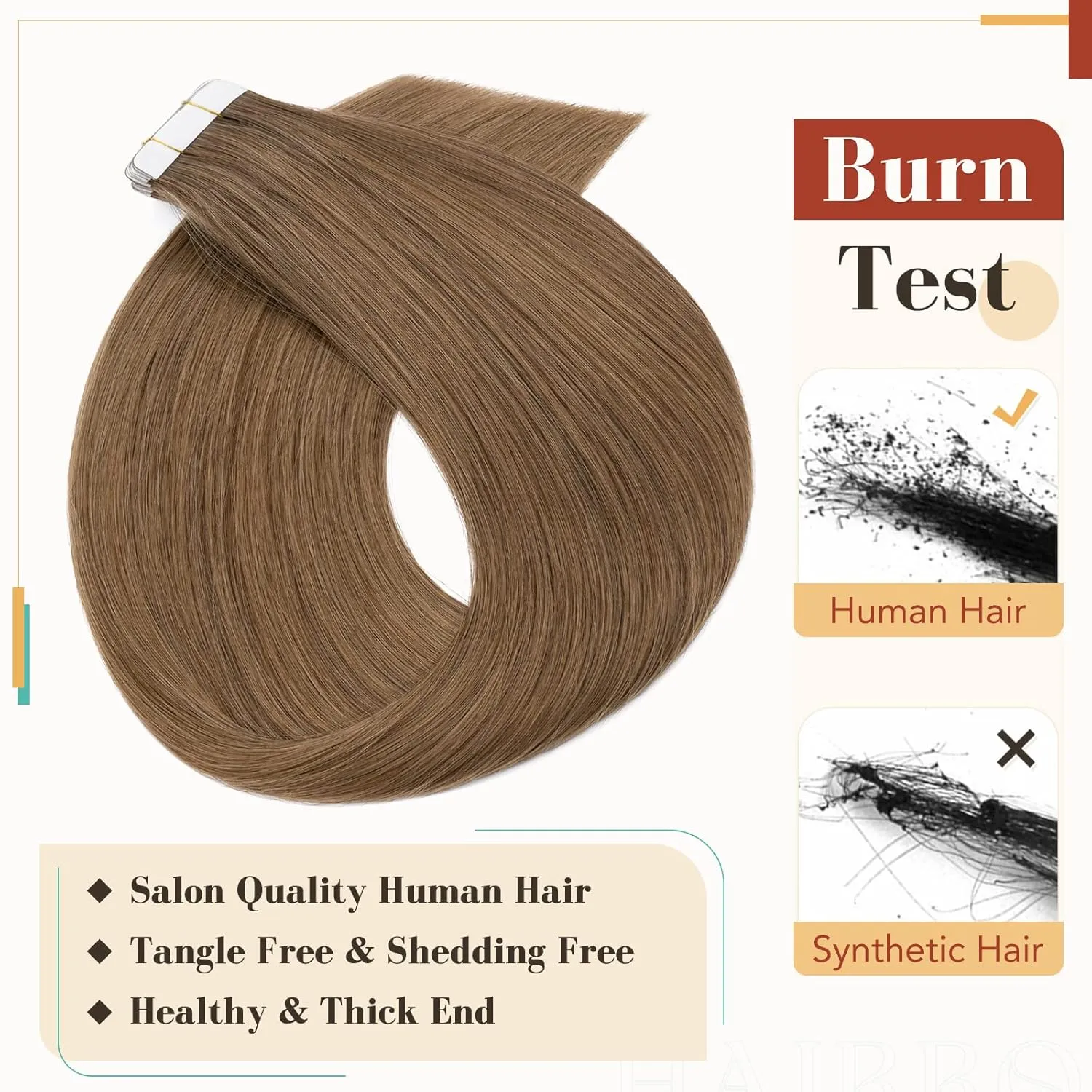 Hairro Tape In Real Human hair Extension Glue In Skin Weft Hair Extensions Rooted Tape in Hair Seamless Invisible Double Sided Tape Human Hair Extensions For Women 14 inch 40g 20pcs #06 Light Brown