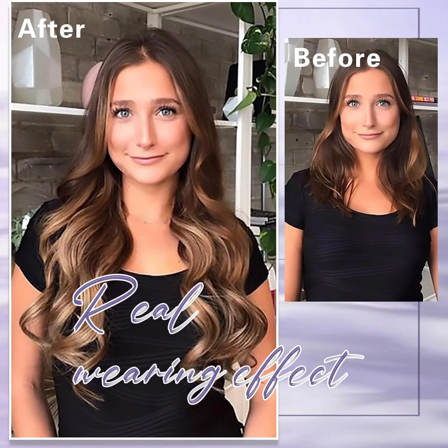 Halo Hair Extensions Real Human Hair Invisible Wire Hair Extensions with Transparent Wire Adjustable Size Removable Secure Clips in Straight Secret Hairpiece（80g,16Inch Dark Brown to Chestnut Brown）