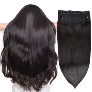 Halo Hair Extensions Real Human Hair -Nature Black Real Remy, Halo Extensions Human Hair 18inch 80g