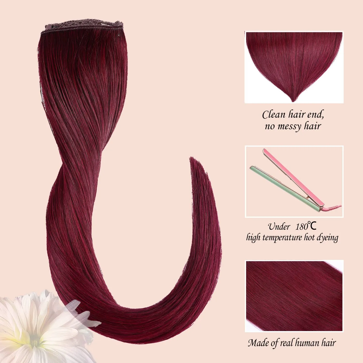 Halo Hair Extensions Real Human Hair - Straight&Invisible Red Clip Real Remy,Halo Extensions Human Hair 18inch 80g