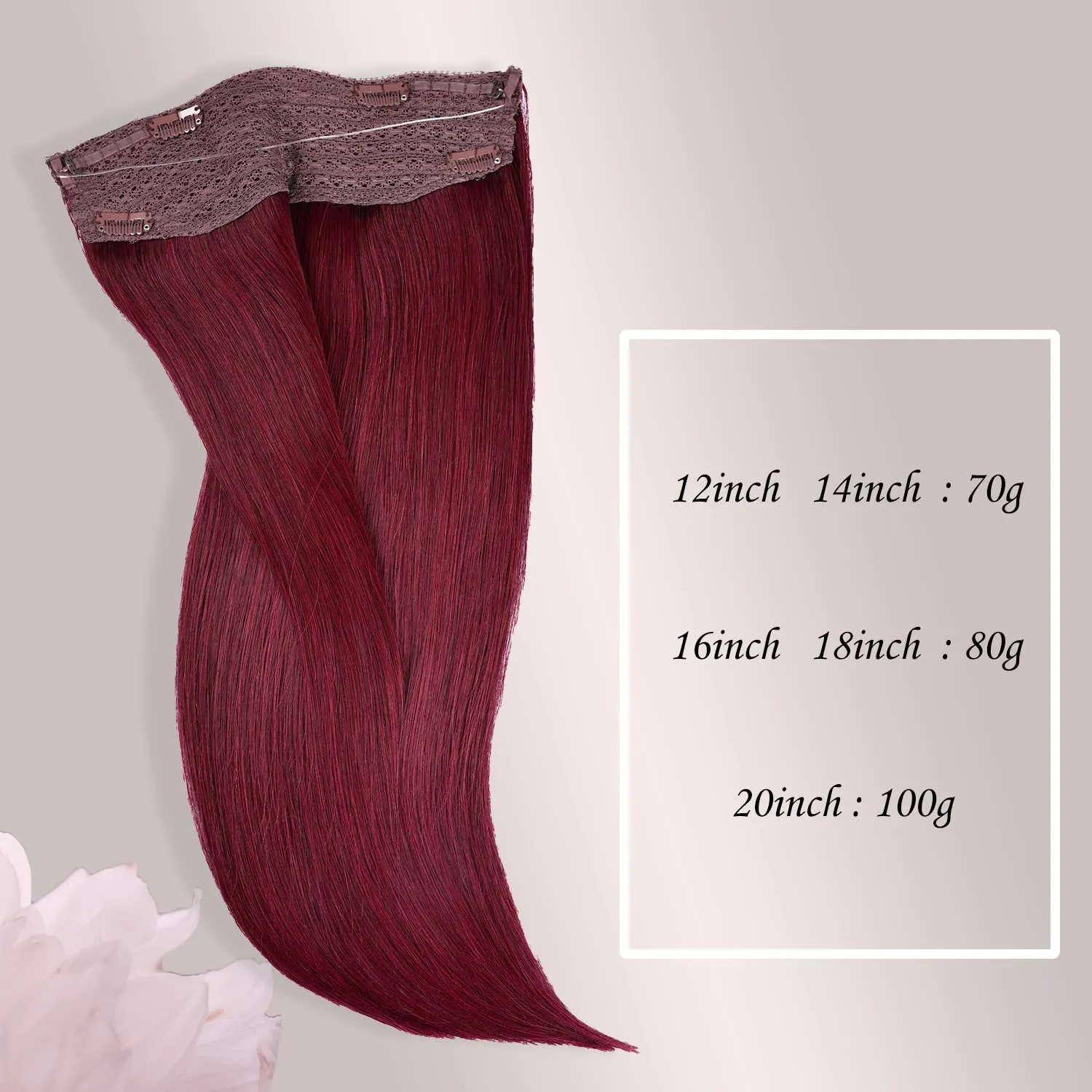 Halo Hair Extensions Real Human Hair - Straight&Invisible Red Clip Real Remy,Halo Extensions Human Hair 18inch 80g