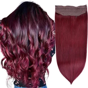 Halo Hair Extensions Real Human Hair - Straight&Invisible Red Clip Real Remy,Halo Extensions Human Hair 18inch 80g