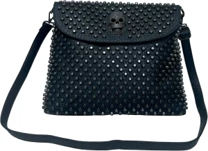 Handbags for Women Punk Rivet Purses PU Satchel Skull Shoulder Crossbody Bag Black