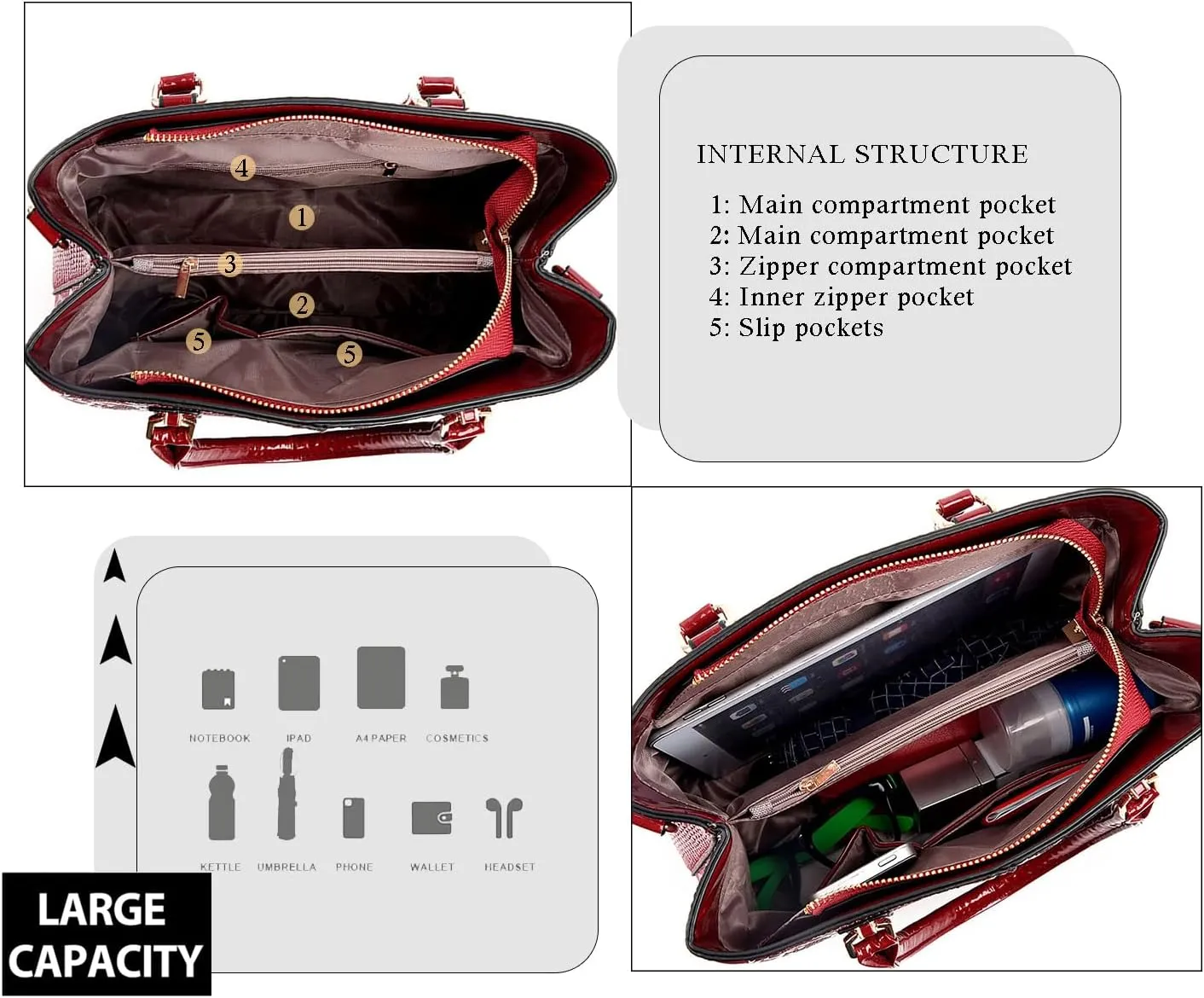 Handbags Wallet for Women Print PU Leather Shoulder Bag Fashion Top-handle Satchel Work Crossbody Purse