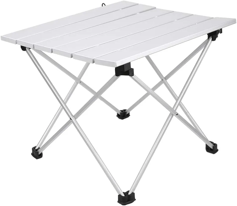 Haofy Portable Camping Table Outdoor Folding Table with Aluminum Table Top and Storage Bag, Small Side Table for Picnic, BBQ, Camp, Beach Cooking(Small)
