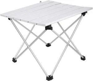 Haofy Portable Camping Table Outdoor Folding Table with Aluminum Table Top and Storage Bag, Small Side Table for Picnic, BBQ, Camp, Beach Cooking(Small)