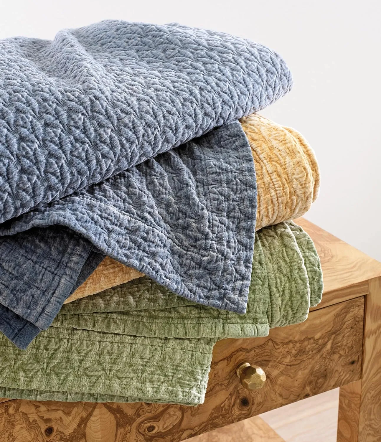 Hawley Indigo Matelasse Coverlet, King Size, Blue Solid Pattern