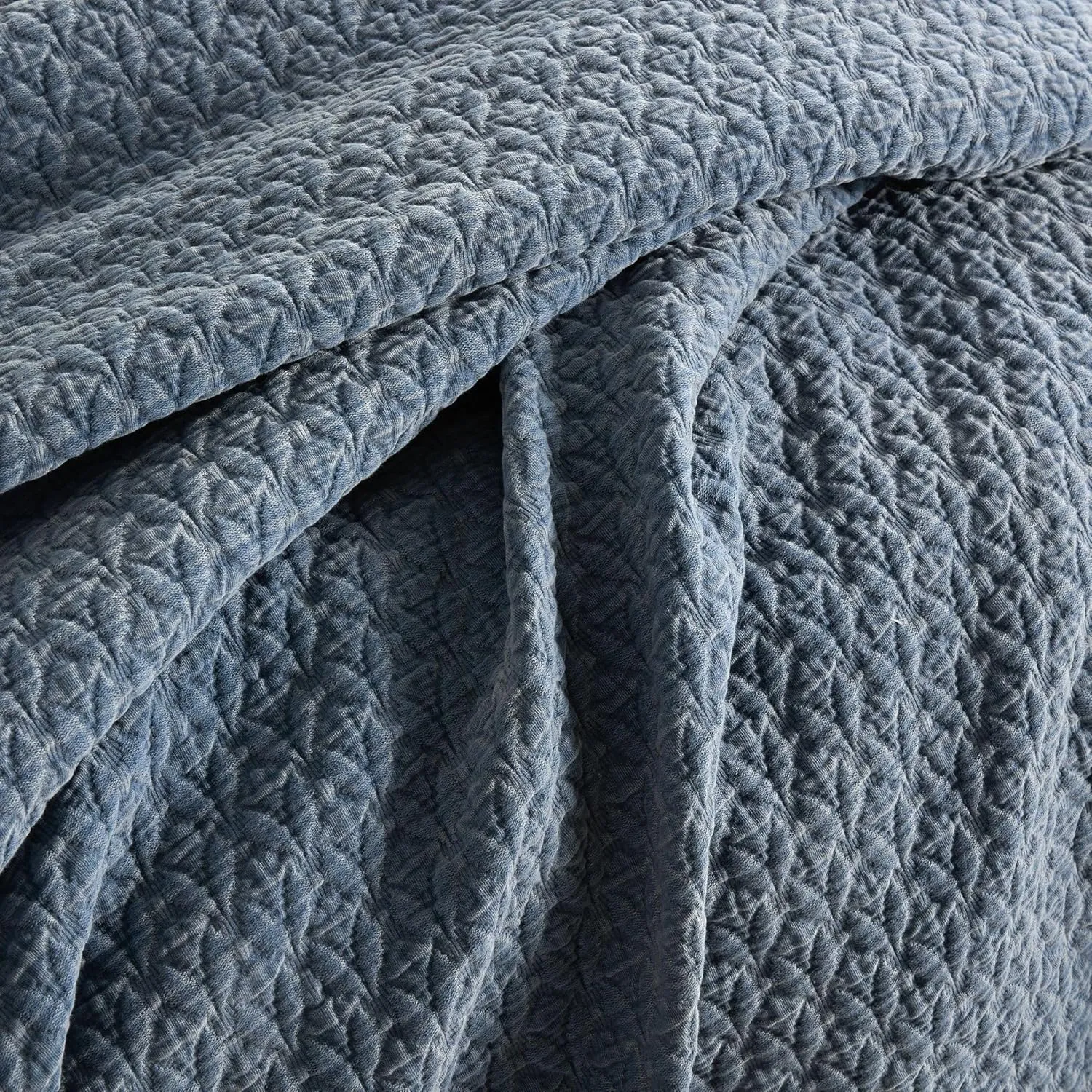 Hawley Indigo Matelasse Coverlet, King Size, Blue Solid Pattern