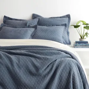Hawley Indigo Matelasse Coverlet, King Size, Blue Solid Pattern