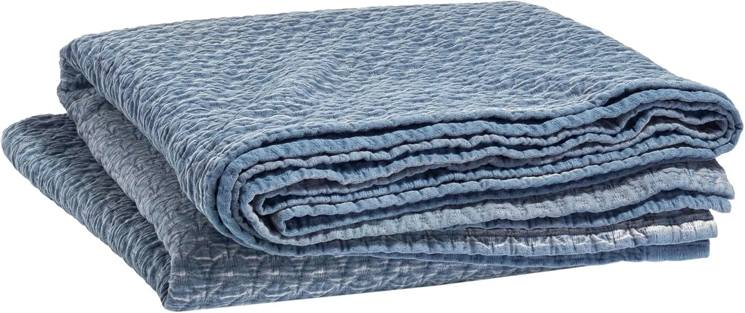 Hawley Indigo Matelasse Coverlet, King Size, Blue Solid Pattern