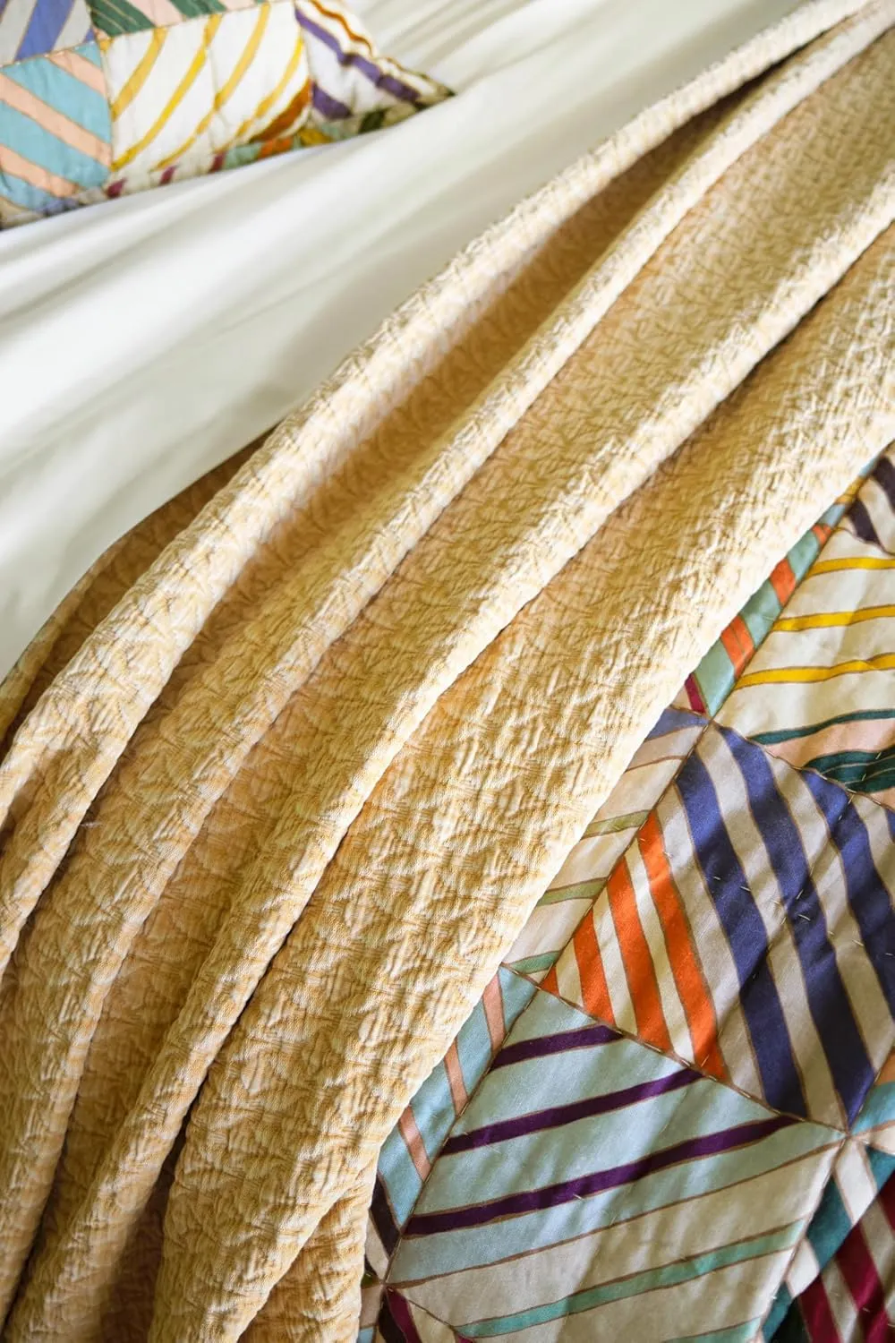Hawley Ochre Matelasse Coverlet, King Size, Yellow/Orange Solid Pattern
