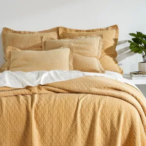Hawley Ochre Matelasse Coverlet, King Size, Yellow/Orange Solid Pattern