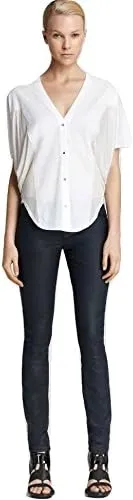 Helmut Lang Poplin Shirting Jersey Top Blouse Optic White