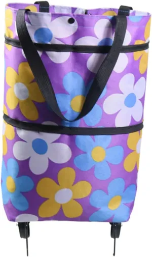 High-Grade Material Shopping Cart Bag Foldable Bag Wheels Large Capacity for Travel