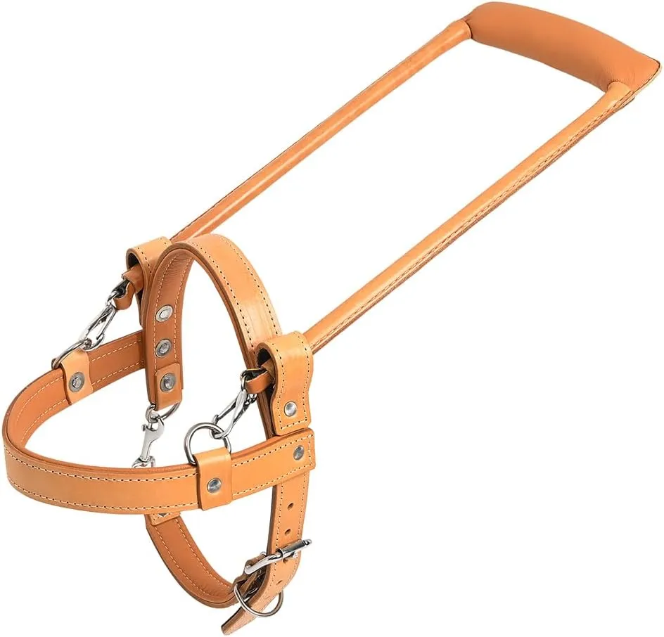 HILASON Brown Padded Genuine Leather Dog Harness with Handle Tan | Multi-functional Dog Harness with Adjustable Straps for Training & Guide Work | Extra Large, Tan, Brown
