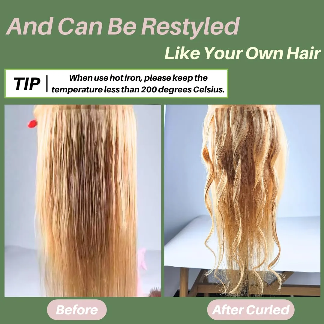 Honey Blonde Tape in Hair Extensions Real Human Hair for Women Invisible Edge Human Hair Straight Tape in Extensions