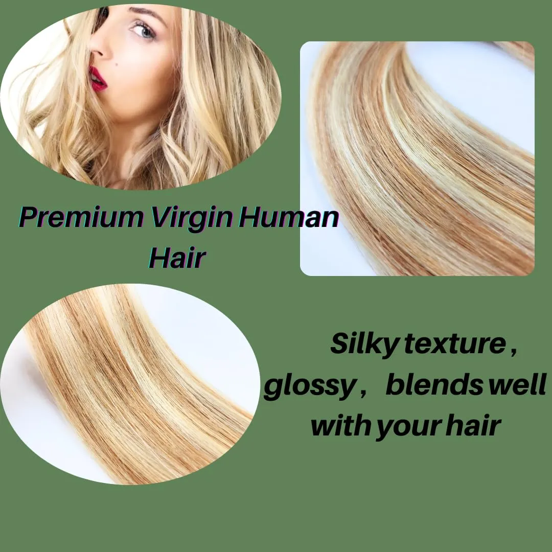 Honey Blonde Tape in Hair Extensions Real Human Hair for Women Invisible Edge Human Hair Straight Tape in Extensions