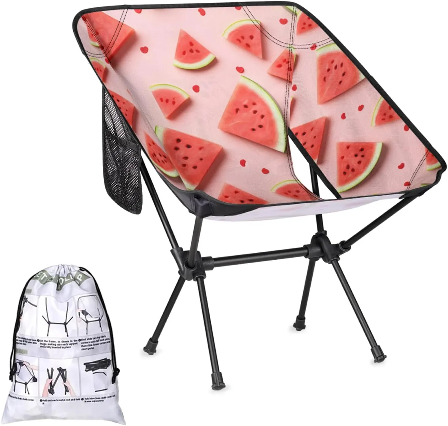 Honeybaby Folding Camping Chair Fresh Fruit Watermelon Camping Chairs Lightweight Portable Chair Outdoor Foldable Chairs for Camping Travel Picnic Beach Hiking