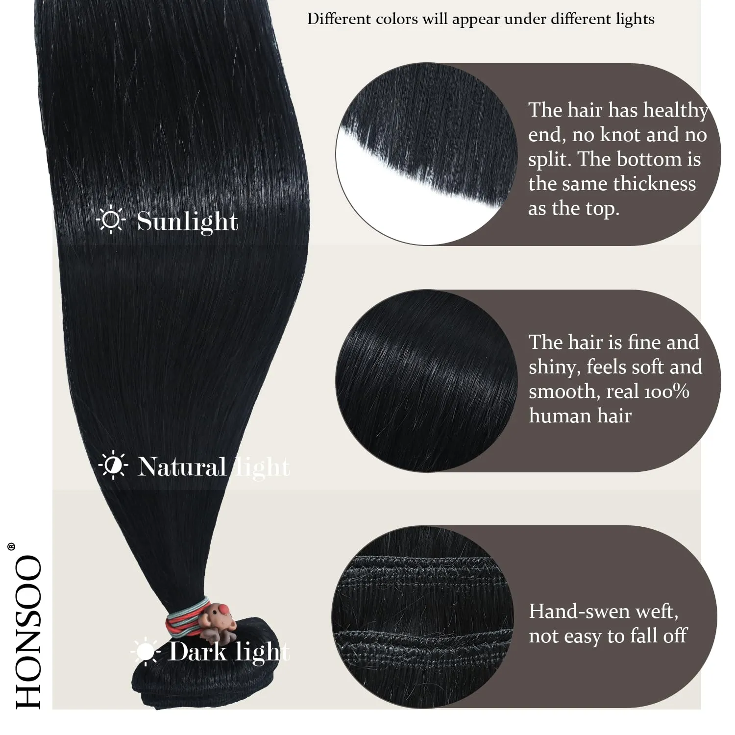 Honsoo Black Clip In Hair Extensions Real Human Hair Jet Black 70g 7pcs 15in Silky Straight No Shedding For Full Head Real Human Hair For Black Women