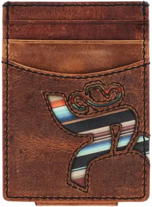 HOOEY Leather Men's Money Clip (Hawk - Brown/Sunset Serape)