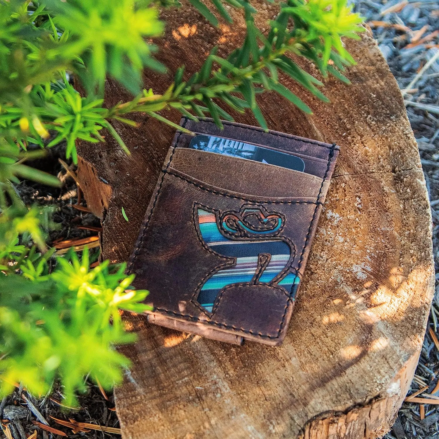 HOOEY Leather Men's Money Clip (Hawk - Brown/Sunset Serape)
