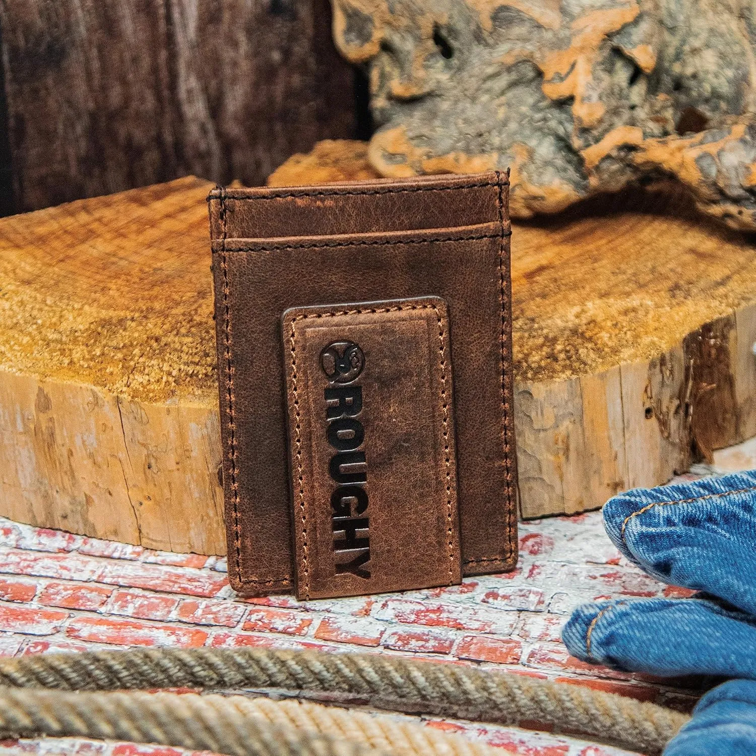 HOOEY Leather Men's Money Clip (Hawk - Brown/Sunset Serape)