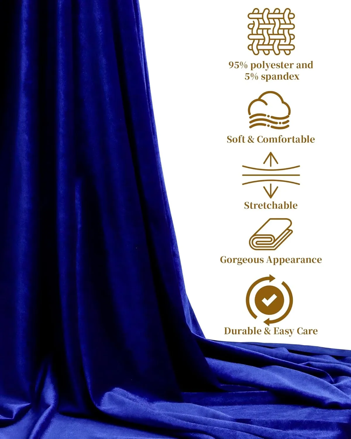 HOTGODEN Stretch Velvet Fabric by The Yard: Black 63" Wide 5 Yards 95% Polyester 5% Spandex Velvet Fabric for DIY Sewing, Upholstery, Apparel, Costume, Craft