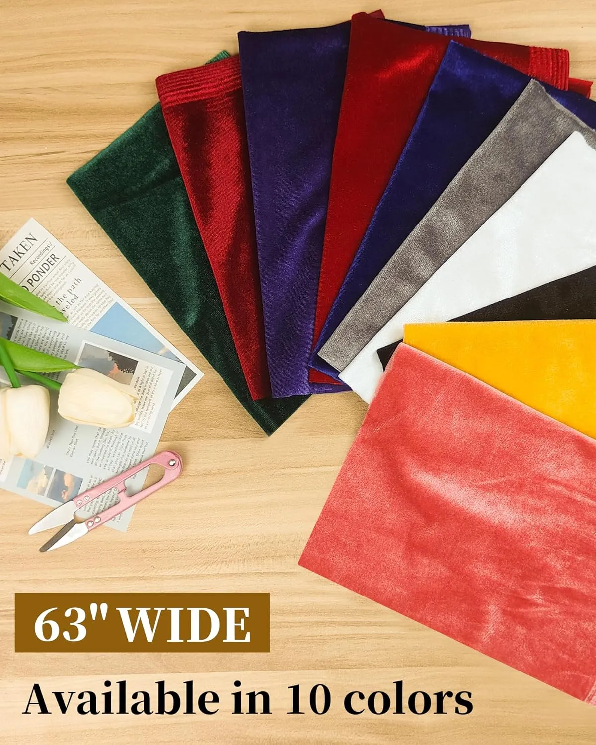 HOTGODEN Stretch Velvet Fabric by The Yard: Black 63" Wide 5 Yards 95% Polyester 5% Spandex Velvet Fabric for DIY Sewing, Upholstery, Apparel, Costume, Craft