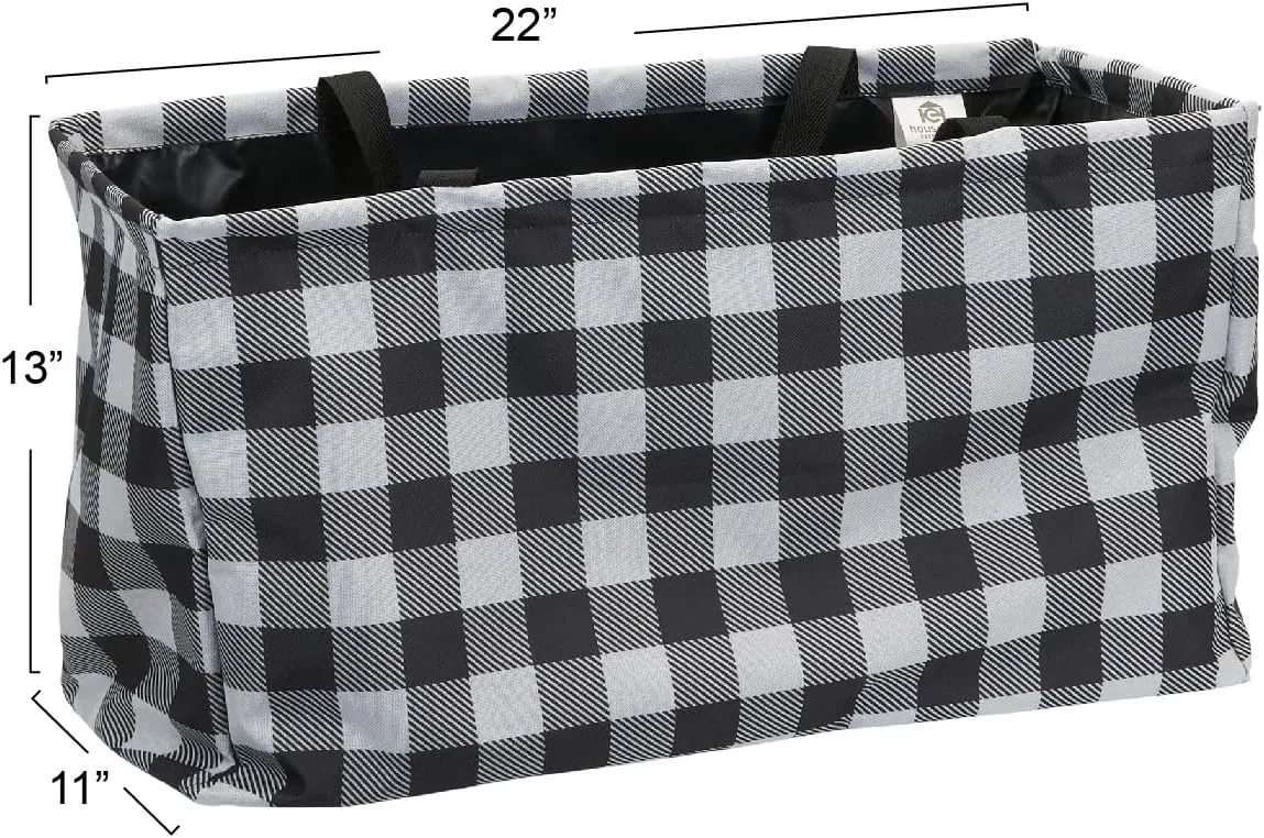Household Essentials Black and White Plaid Krush Container All-Purpose Utility Tote
