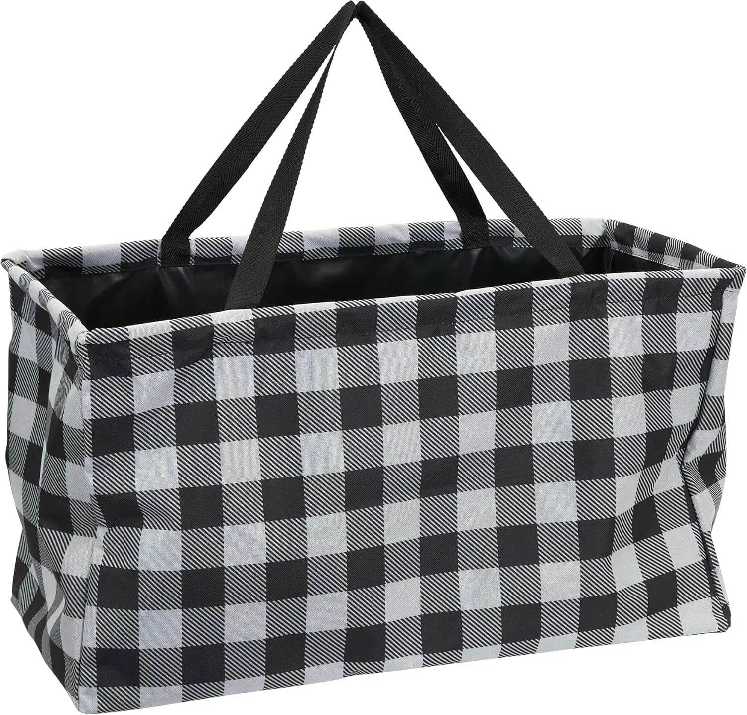 Household Essentials Black and White Plaid Krush Container All-Purpose Utility Tote