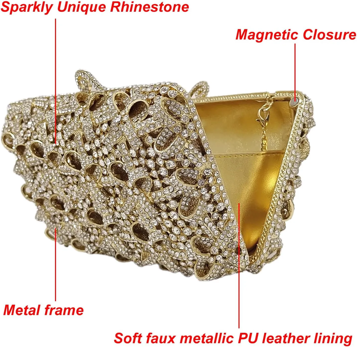 HUANG ZHUANG Bling Elegant Crystal Clutch Purse Luxury Rhinestone Evening Bag Prom Women Party Wedding Handbag