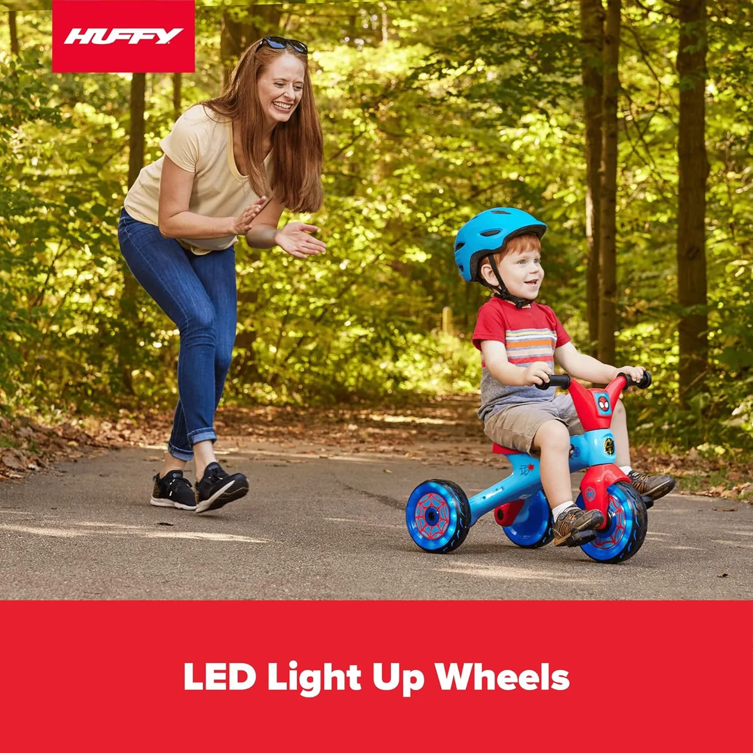 Huffy Marvel Spidey and His Amazing Friends Light Up Kids' Trike, Ideal for Ages 3  Years Old, LED Light Feature, Under Seat Storage, Fun and Playful Design, Spidey and His Amazing Friends Graphics