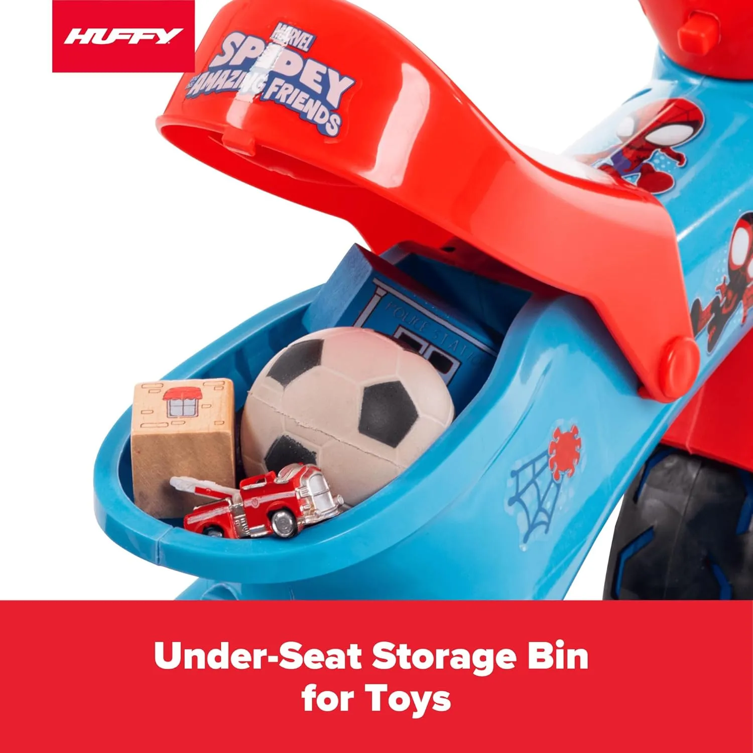 Huffy Marvel Spidey and His Amazing Friends Light Up Kids' Trike, Ideal for Ages 3  Years Old, LED Light Feature, Under Seat Storage, Fun and Playful Design, Spidey and His Amazing Friends Graphics