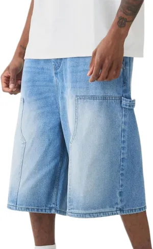 Hulpvktsgiq Baggy Jean Shorts for Men Casual Loose Fit Hip Hop Skateboard Denim Shorts