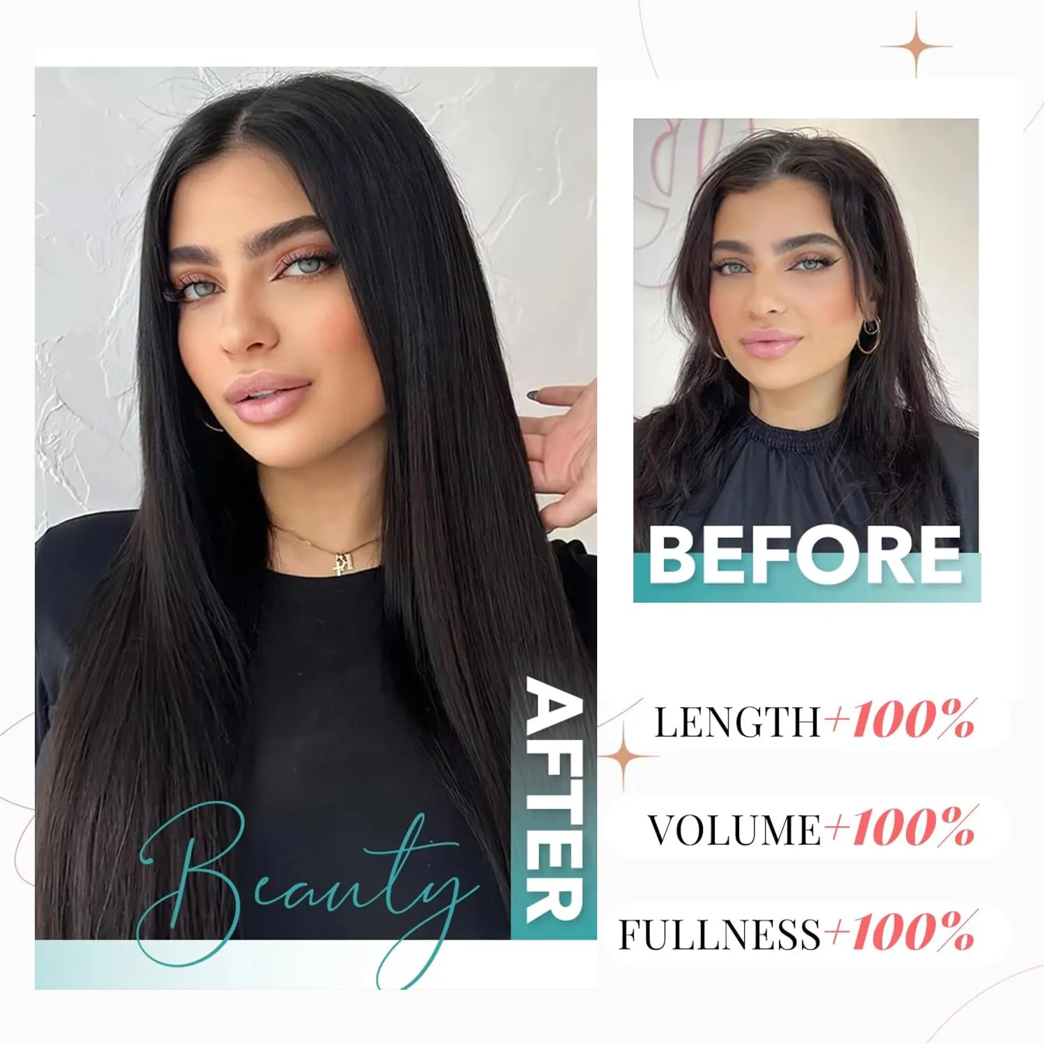 Human Hair Clip In Extensions Dark Brown Real Human Hair 22 Inch 7pcs 120g Remy Straight Hair Extensions Seamless Double Weft 16clips ins for Fashion Women