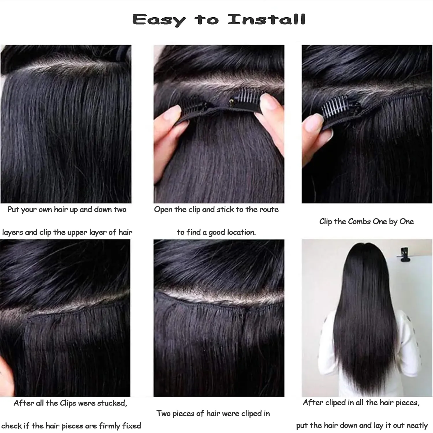 Human Hair Clip In Extensions Dark Brown Real Human Hair 22 Inch 7pcs 120g Remy Straight Hair Extensions Seamless Double Weft 16clips ins for Fashion Women