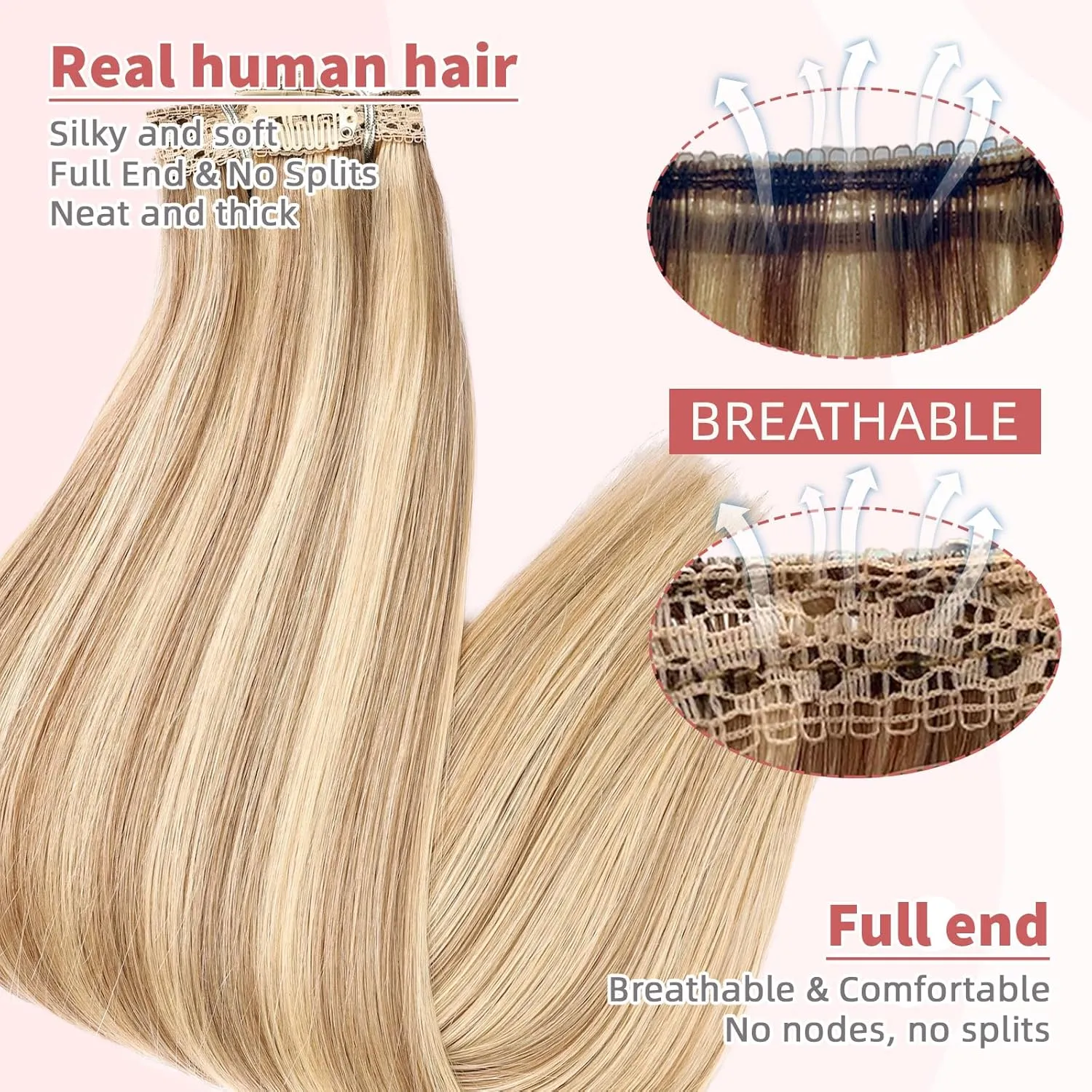 human hair clip in extensions Soft&Natural 120g 7pcs hair extensions real human hair clip insHair Straight&Invisible (14 Inch,#16/22)