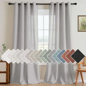 H.VERSAILTEX 2 Pack Ultra Luxurious Solid High Woven Linen Elegant Semi Sheer Curtains Nickel Grommet Breathable and Airy Drapes for Bedroom/Living Room - 52 by 96 Inch, Set 2 Panels, Dove