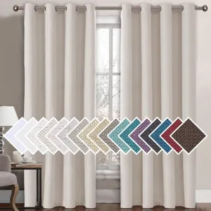 H.VERSAILTEX Linen Blackout Curtain 84 Inches Long for Bedroom/Living Room Thermal Insulated Grommet Linen Look Curtain Drapes Primitive Textured Burlap Effect Window Drapes 1 Panel - Heather Ivory