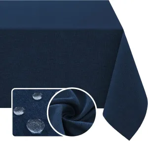 H.VERSAILTEX Linen Textured Tablecloth Square 60 x 60 Waterproof Solid Linen Woven Tablecloth Spill-Proof Linen Look Cover for Party Table Extra Soft and Thick Fabric Wrinkle Free, Heather Navy