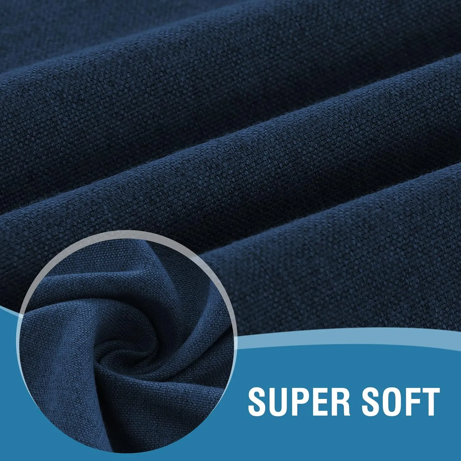 H.VERSAILTEX Linen Textured Tablecloth Square 60 x 60 Waterproof Solid Linen Woven Tablecloth Spill-Proof Linen Look Cover for Party Table Extra Soft and Thick Fabric Wrinkle Free, Heather Navy
