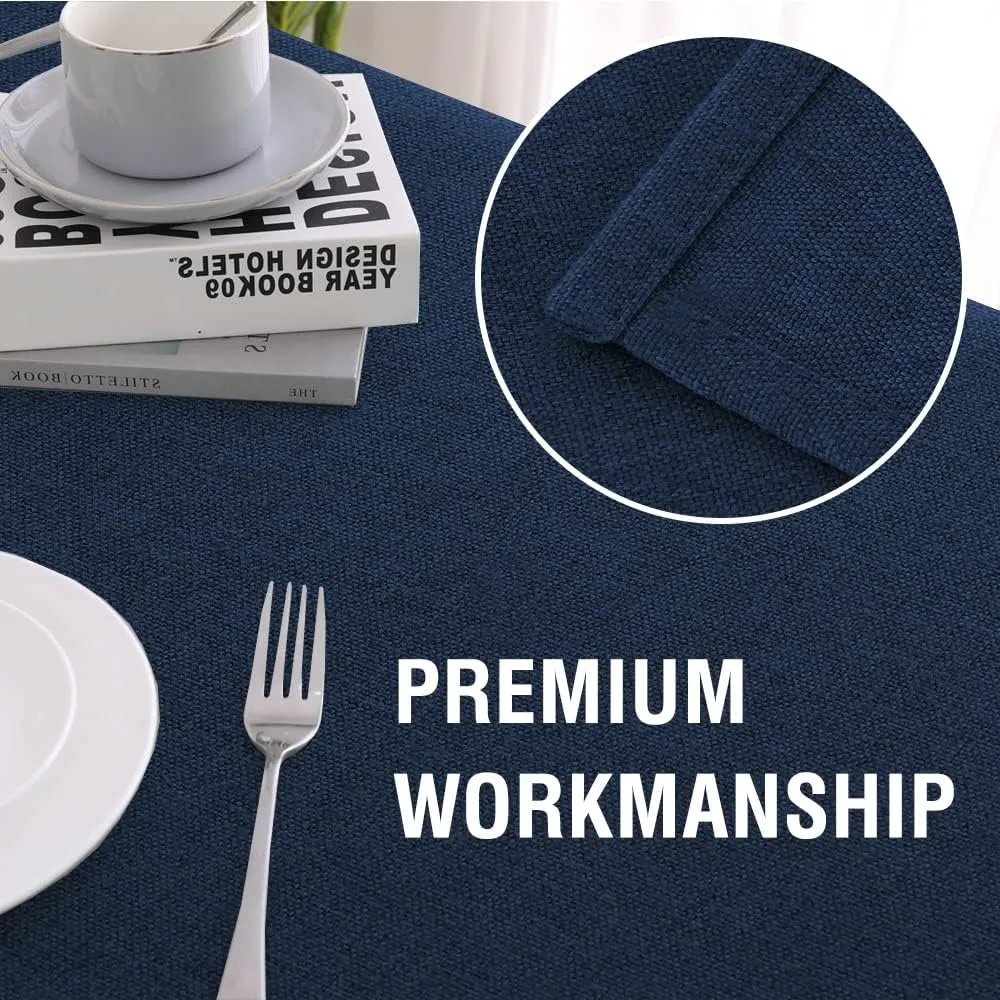 H.VERSAILTEX Linen Textured Tablecloth Square 60 x 60 Waterproof Solid Linen Woven Tablecloth Spill-Proof Linen Look Cover for Party Table Extra Soft and Thick Fabric Wrinkle Free, Heather Navy
