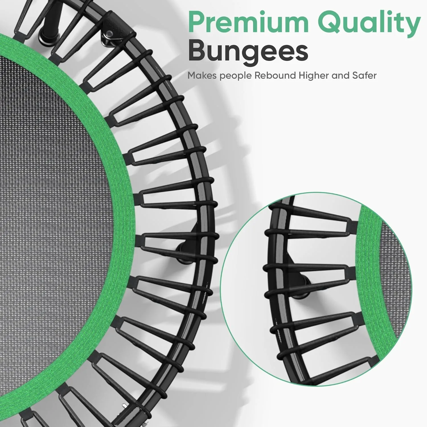 HYD-Parts 40" 48“ Rebounder Trampoline for Adults with Bungee Cords, Portable Fitness Exercise Mini Trampoline, Small Rebounder Indoor/Outdoor, Quiet Workout Equipment, 450lbs 550lbs