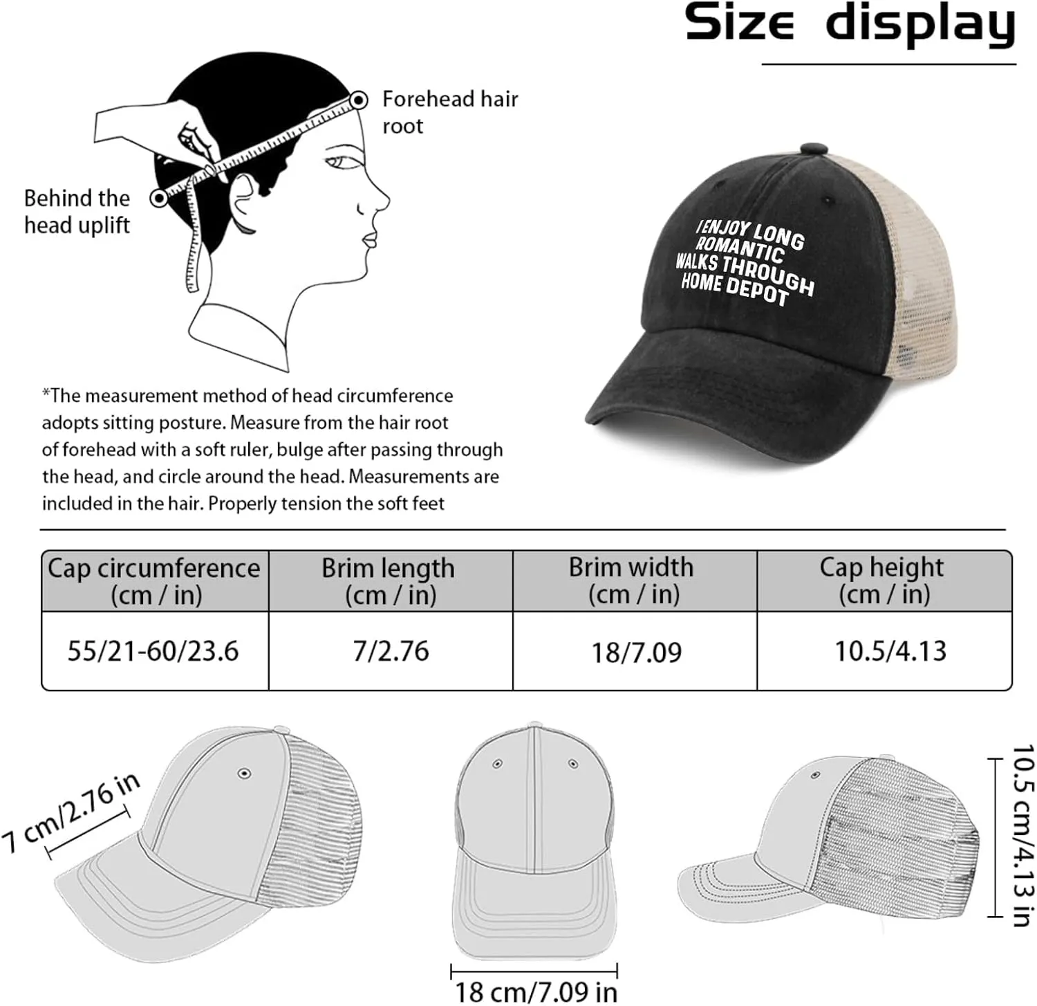 I Enjoys Long Romantic Walks Through Home Depot Trucker Hat Men Funny Mesh Cap for Summer