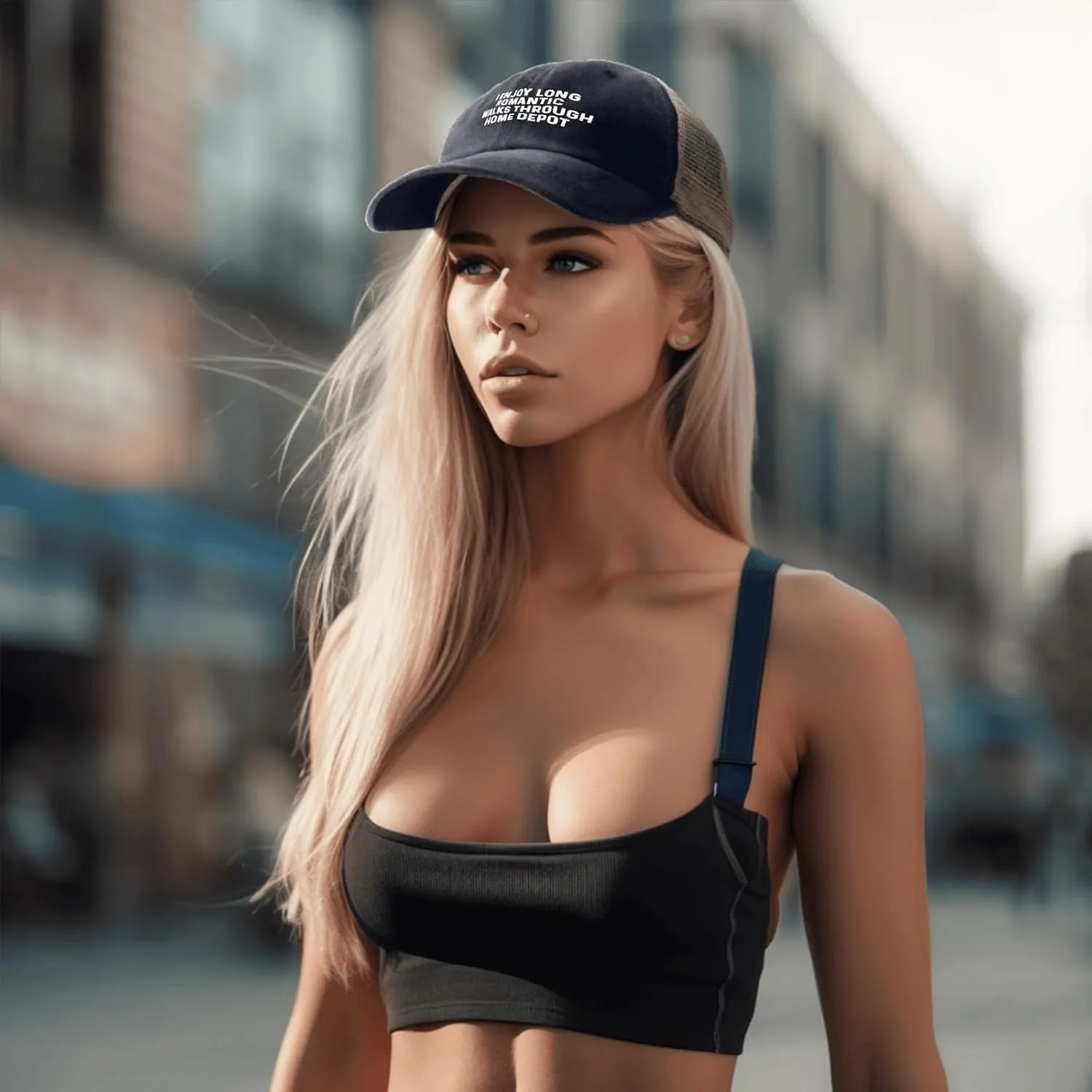 I Enjoys Long Romantic Walks Through Home Depot Trucker Hat Men Funny Mesh Cap for Summer