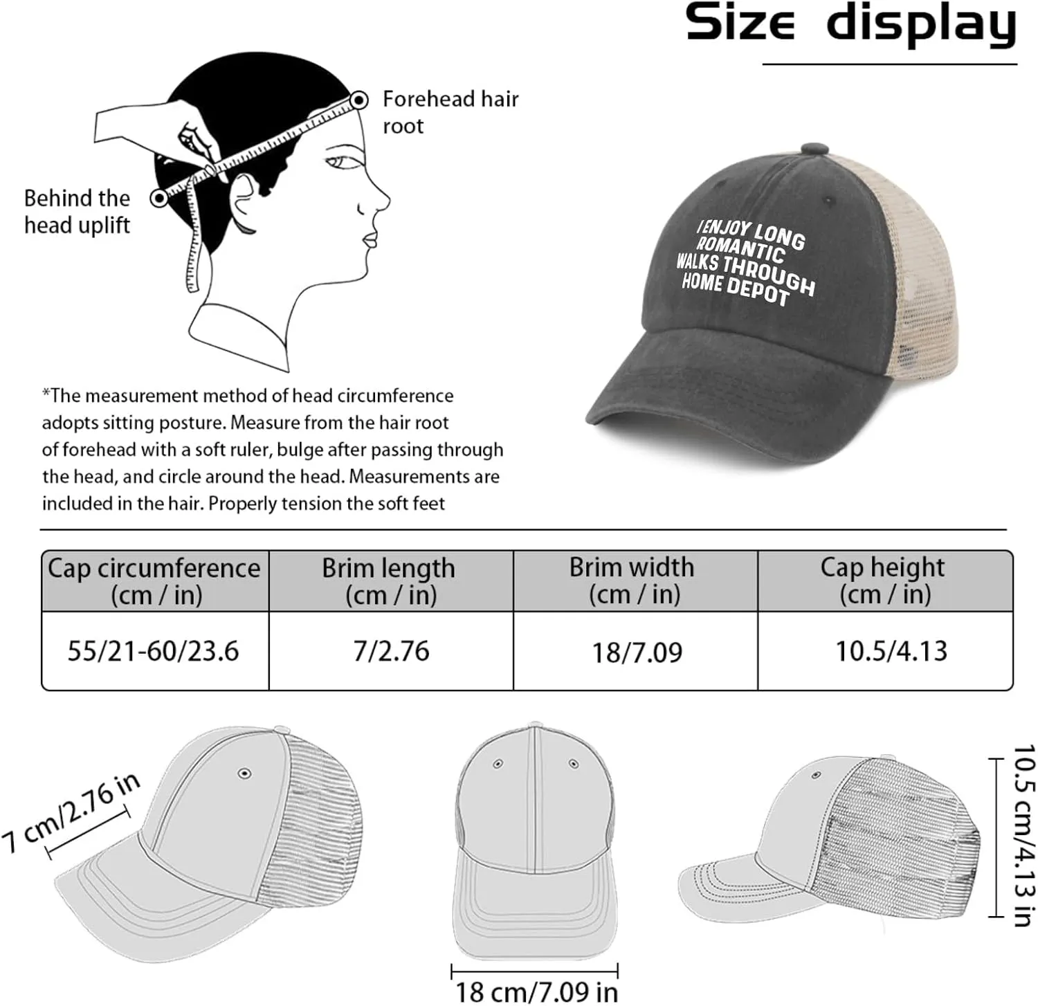 I Enjoys Long Romantic Walks Through Home Depot Trucker Hat Men Funny Mesh Cap for Summer