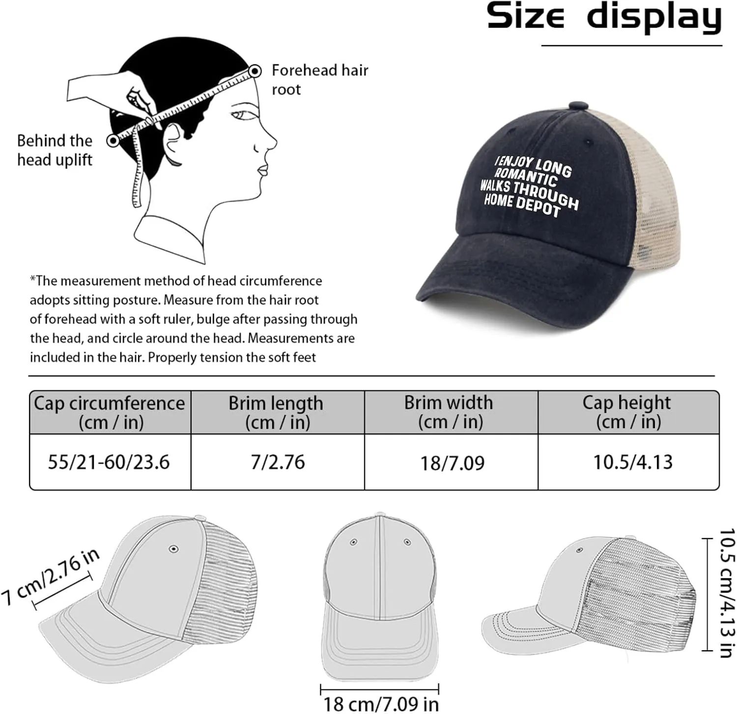 I Enjoys Long Romantic Walks Through Home Depot Trucker Hat Men Funny Mesh Cap for Summer