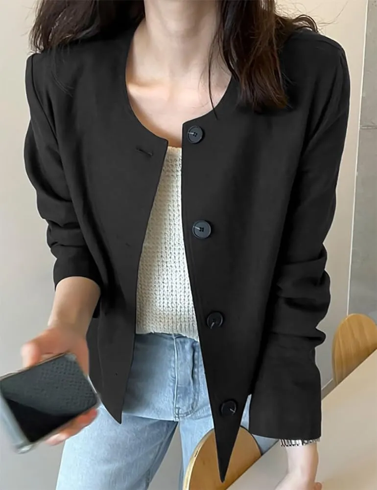 IDEALSANXUN Womens Linen Jackets Spring Summer Lightweight Linen Blazer Cardigan Tops